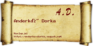Anderkó Dorka névjegykártya
